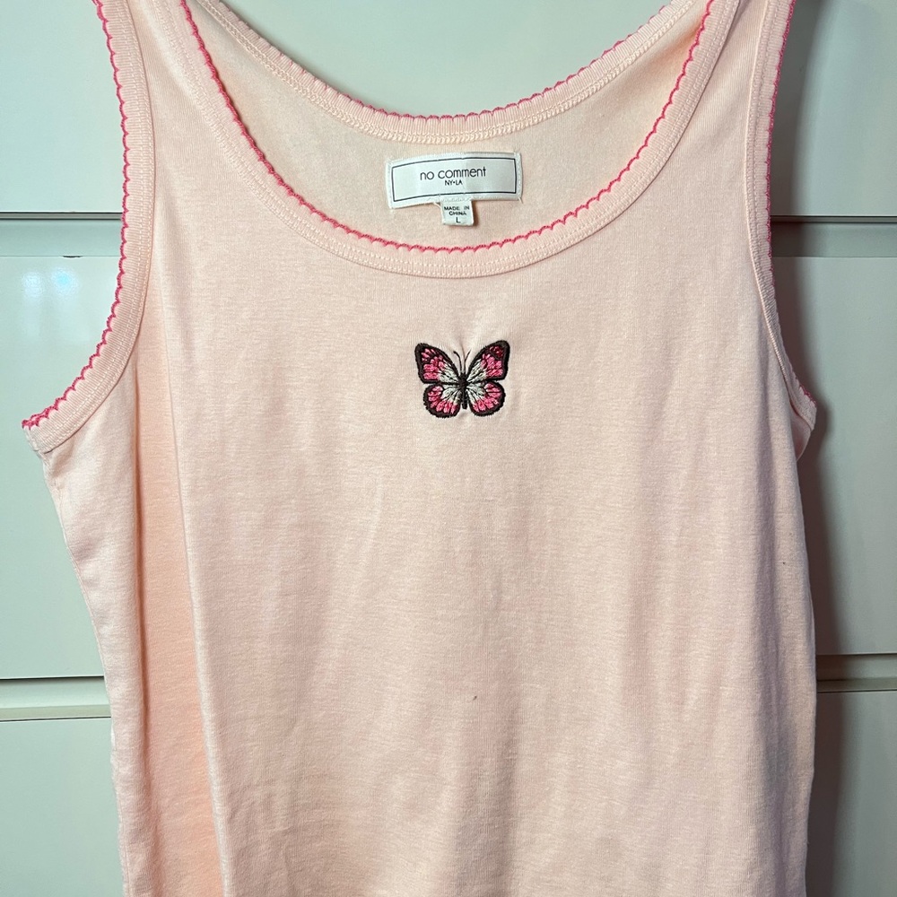 No Comment Pink Butterfly Tank Top